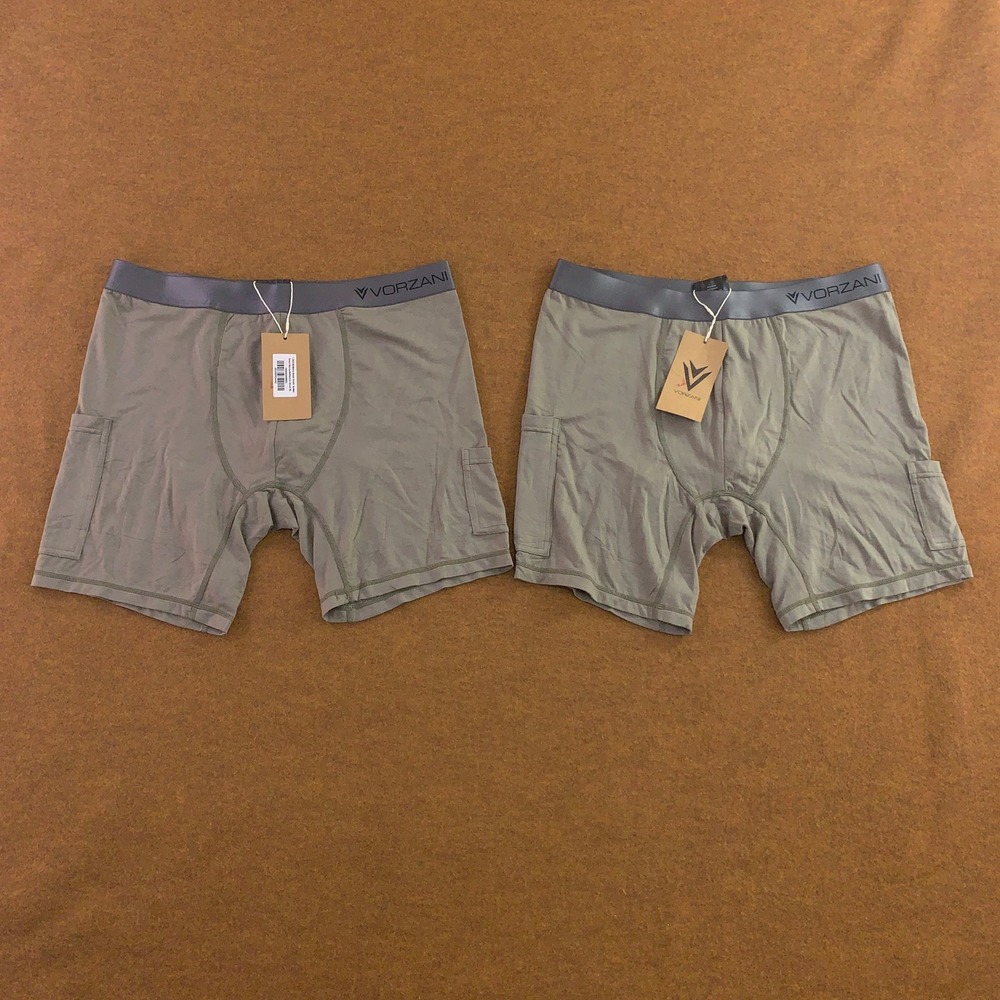 Vorzani Mens XL Green Norlad Reflective Silver Modal Pockets Boxer Brief 2pk NWT